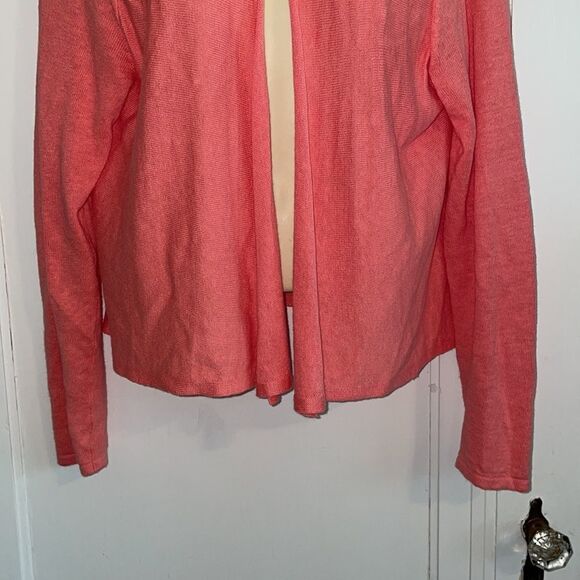 J. Jill salmon pink thin open front cardigan - Picture 3 of 7